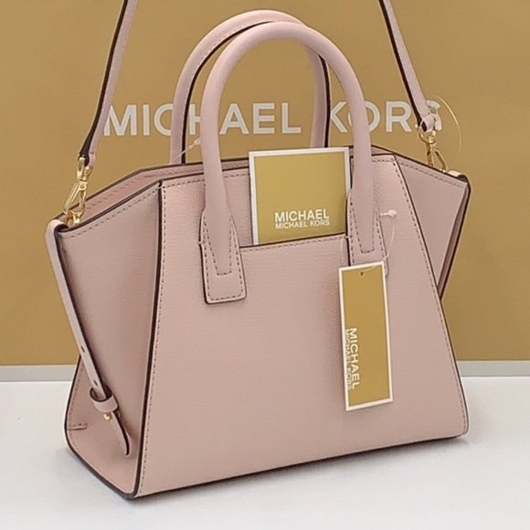 Michael Kors Avril Small Leather Top-Zip Satchel Powder Blush color - Picture 15 of 16